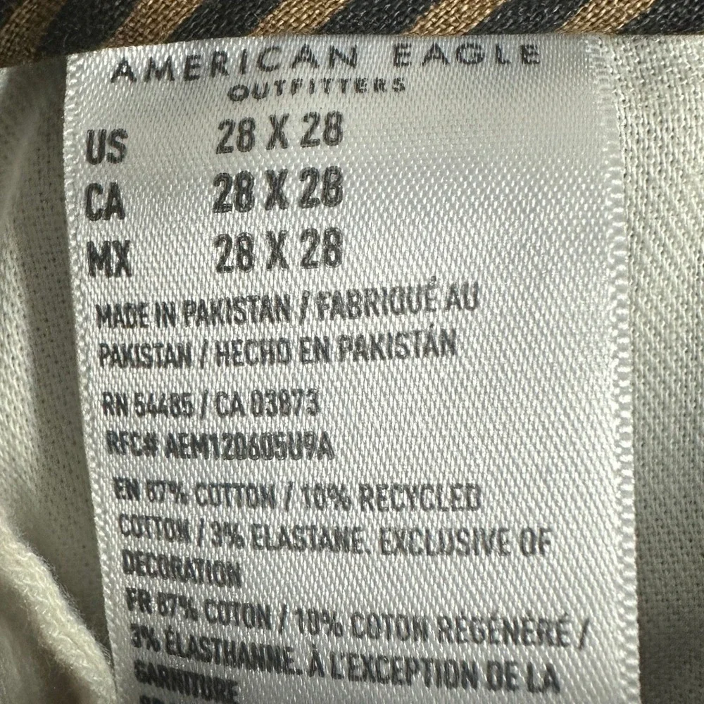 NEW American Eagle Pants Mens 28X28 Lived-In Khakis Tan Flex Slim Straight Chino